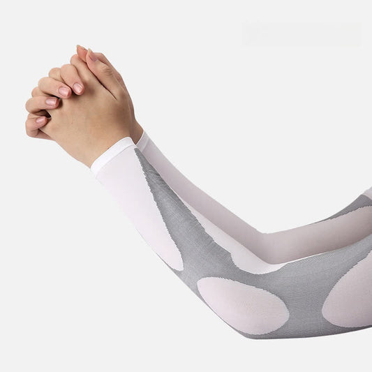 Manchons de protection solaire à rayures pour sports de plein air (4 paires) - Blanc - image 0