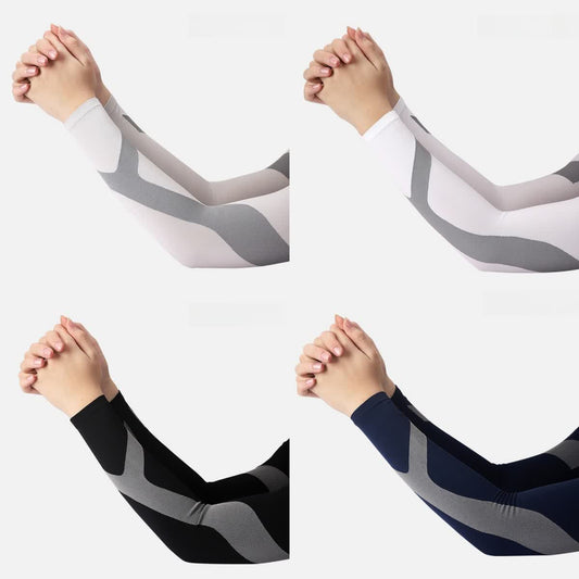 Manchons de protection solaire à rayures en Y pour sports de plein air (4 paires)
