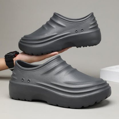 Chaussures de cuisine à semelle souple, antidérapantes et imperméables, de couleur unie