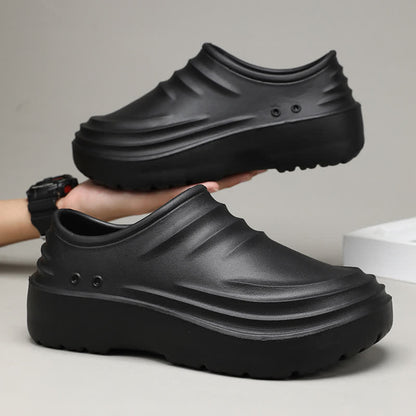 Chaussures de cuisine à semelle souple, antidérapantes et imperméables, de couleur unie