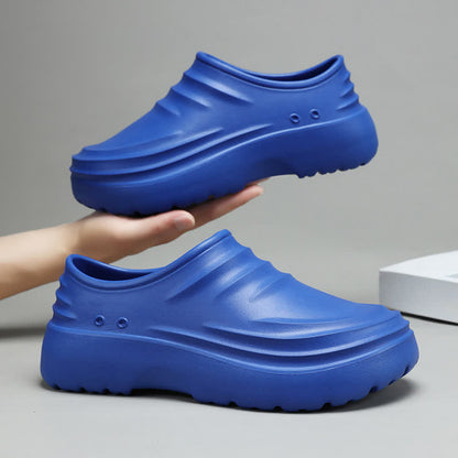 Chaussures de cuisine à semelle souple, antidérapantes et imperméables, de couleur unie