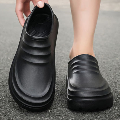 Chaussures de cuisine à semelle souple, antidérapantes et imperméables, de couleur unie
