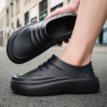 Chaussures de cuisine à semelle souple, antidérapantes et imperméables, de couleur unie