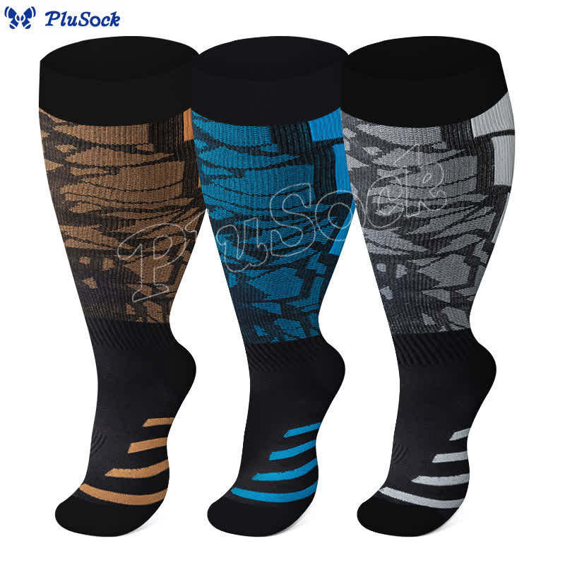 Chaussettes de compression de fitness graphiques grande taille (3 paires)