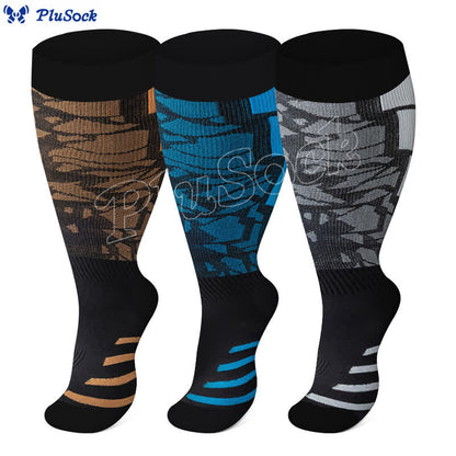 Chaussettes de compression de fitness graphiques grande taille (3 paires) - image 0