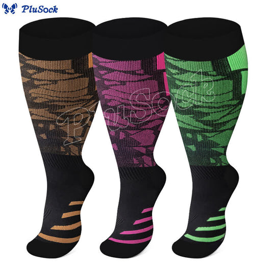 Chaussettes de compression de sport graphiques grande taille (3 paires) - image 0