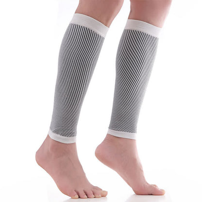 Manchons de compression rayés pour mollets (2 paires) - Blanc - XL - image 1