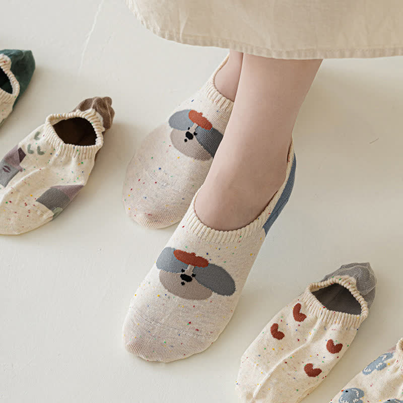 Chaussettes invisibles à motifs mignons (8 paires)