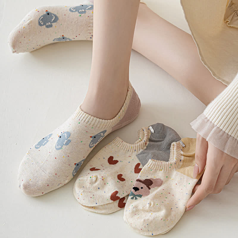 Chaussettes invisibles à motifs mignons (8 paires)