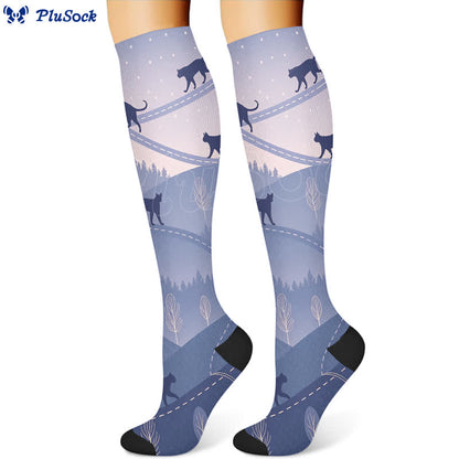 Chaussettes de compression à motif floral, papillon et chat (3 paires) - image 2