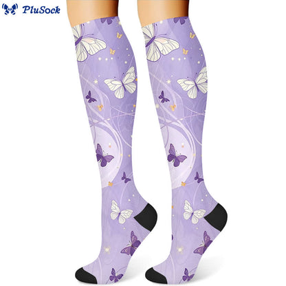 Chaussettes de compression à motif floral, papillon et chat (3 paires) - image 3