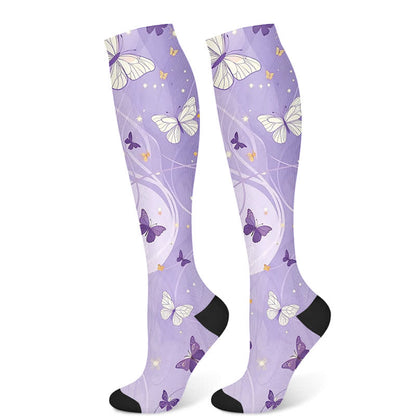 Chaussettes de compression à motif floral, papillon et chat (3 paires) - Papillon (1 paire) - S/M - image 7