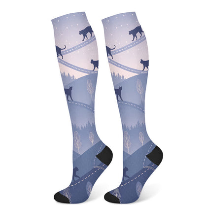 Chaussettes de compression à motif floral, papillon et chat (3 paires) - Chat (1 paire) - S/M - image 6