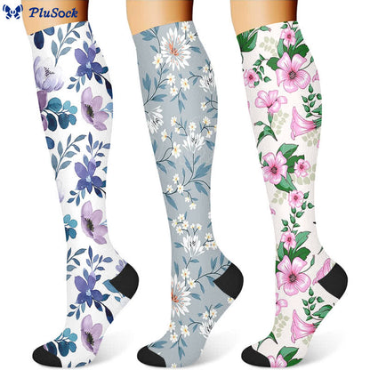 Chaussettes de compression luxueuses à fleurs (3 paires) - image 1