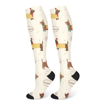Chaussettes de compression à imprimé chien (3 paires) - Jaune (1 paire) - S/M - image 6