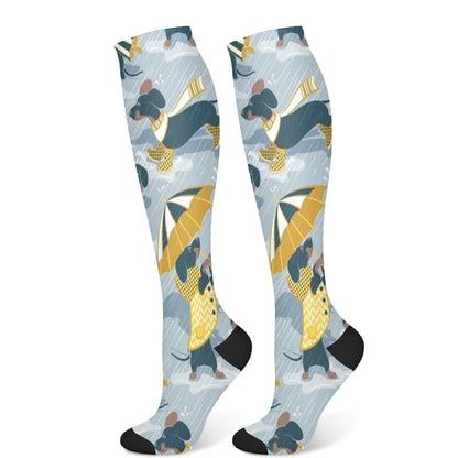 Chaussettes de compression à imprimé chien (3 paires) - Bleu (1 paire) - S/M - image 8