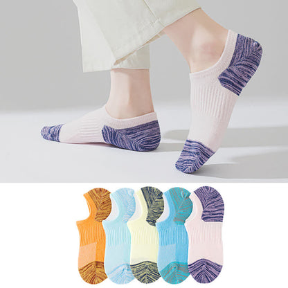Chaussettes de compression respirantes de couleur contrastée pour le sport (5 paires)