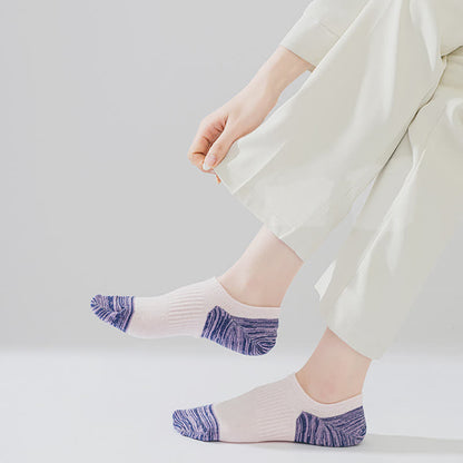 Chaussettes de compression respirantes de couleur contrastée pour le sport (5 paires)