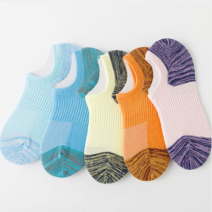 Chaussettes de compression respirantes de couleur contrastée pour le sport (5 paires)