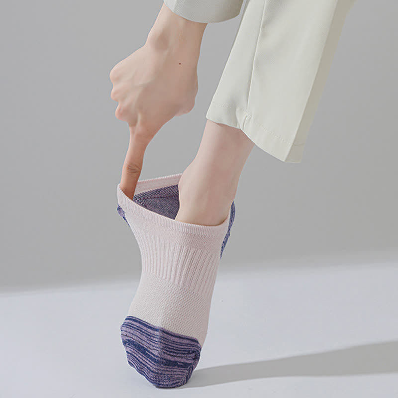 Chaussettes de compression respirantes de couleur contrastée pour le sport (5 paires)