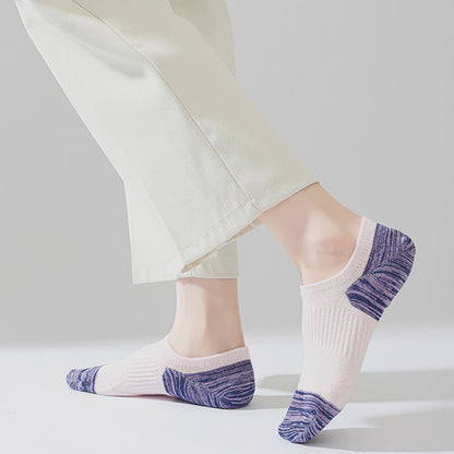 Chaussettes de compression respirantes de couleur contrastée pour le sport (5 paires)