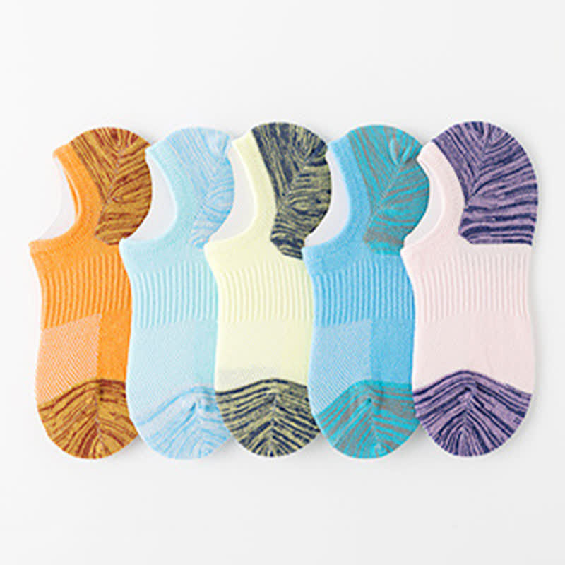 Chaussettes de compression respirantes de couleur contrastée pour le sport (5 paires)
