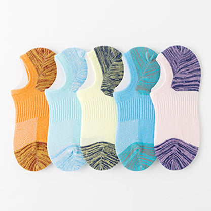Chaussettes de compression respirantes de couleur contrastée pour le sport (5 paires)