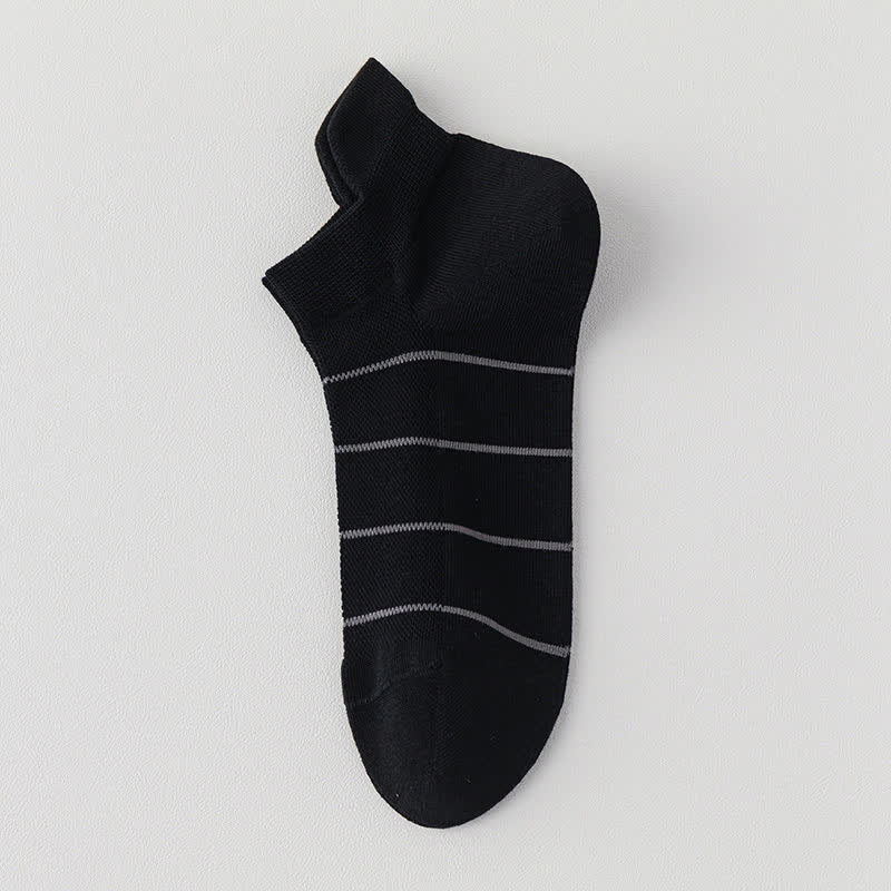 Chaussettes de compression respirantes en maille de coton rayé (5 paires) - Noir - EU39-44 (US6-10) - image 10
