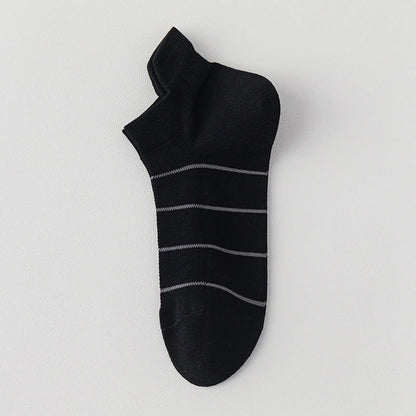 Chaussettes de compression respirantes en maille de coton rayé (5 paires) - Noir - EU39-44 (US6-10) - image 10