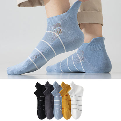 Chaussettes de compression respirantes en maille de coton rayé (5 paires)