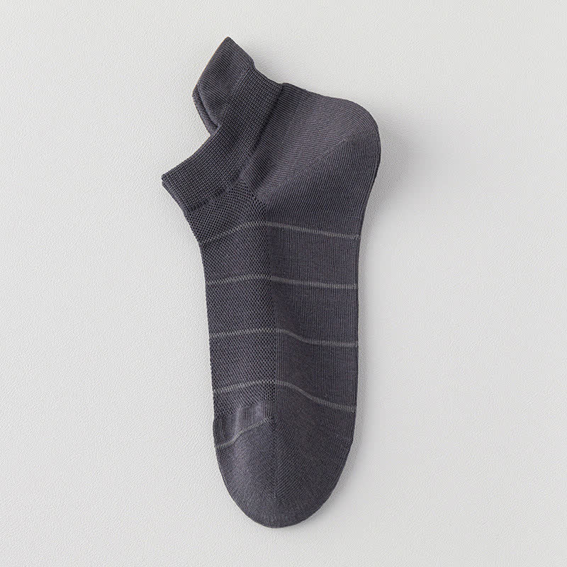 Chaussettes de compression respirantes en maille de coton rayé (5 paires) - Gris - EU39-44 (US6-10) - image 9