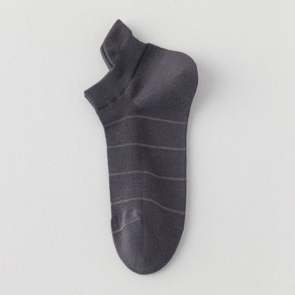 Chaussettes de compression respirantes en maille de coton rayé (5 paires) - Gris - EU39-44 (US6-10) - image 9