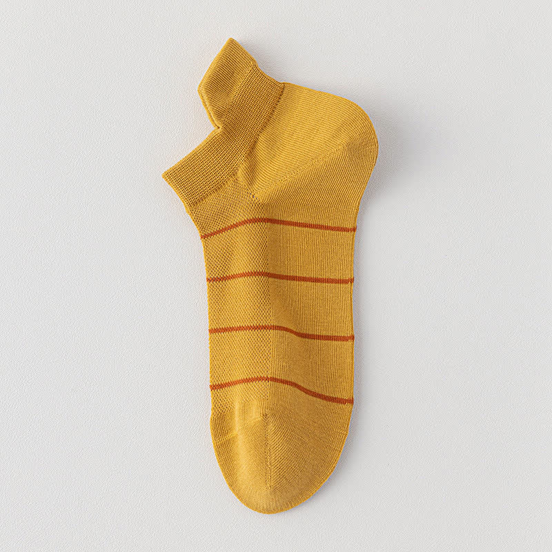 Chaussettes de compression respirantes en maille de coton rayé (5 paires) - Jaune - EU39-44 (US6-10) - image 8