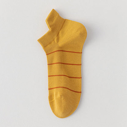 Chaussettes de compression respirantes en maille de coton rayé (5 paires) - Jaune - EU39-44 (US6-10) - image 8