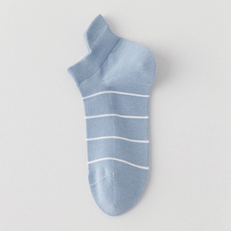 Chaussettes de compression respirantes en maille de coton rayé (5 paires) - Bleu - EU39-44 (US6-10) - image 3