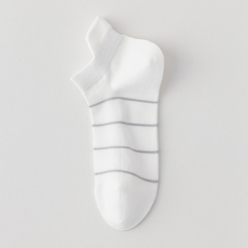Chaussettes de compression respirantes en maille de coton rayé (5 paires) - Blanc - EU39-44 (US6-10) - image 7