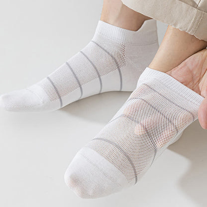 Chaussettes de compression respirantes en maille de coton rayé (5 paires)