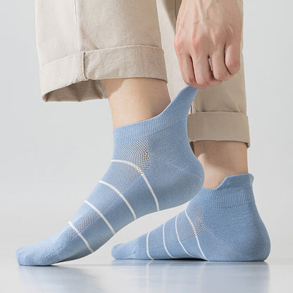 Chaussettes de compression respirantes en maille de coton rayé (5 paires)