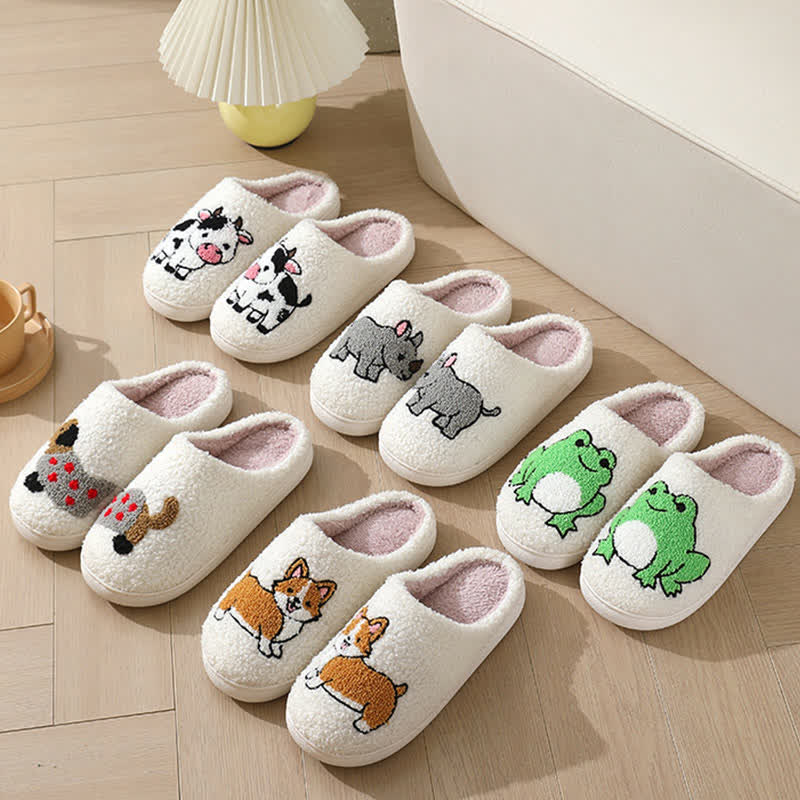 Chaussons en peluche grande taille à imprimé animal - image 1