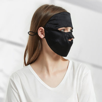 Masque de protection solaire en soie naturelle - Noir - Taille unique - image 6