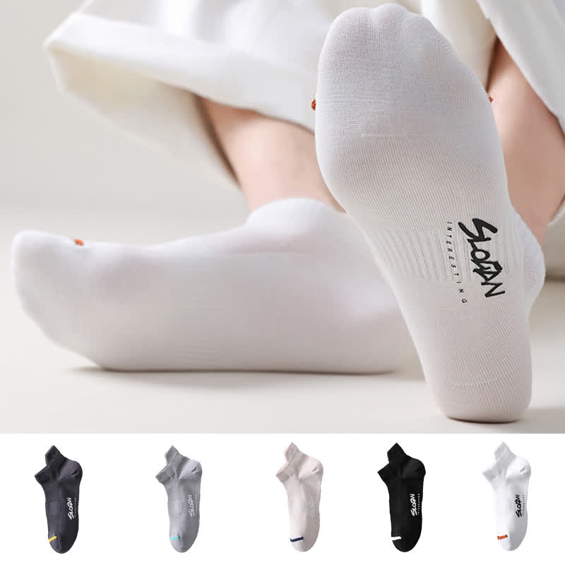 Chaussettes de sport fines en coton imprimé lettre (5 paires)