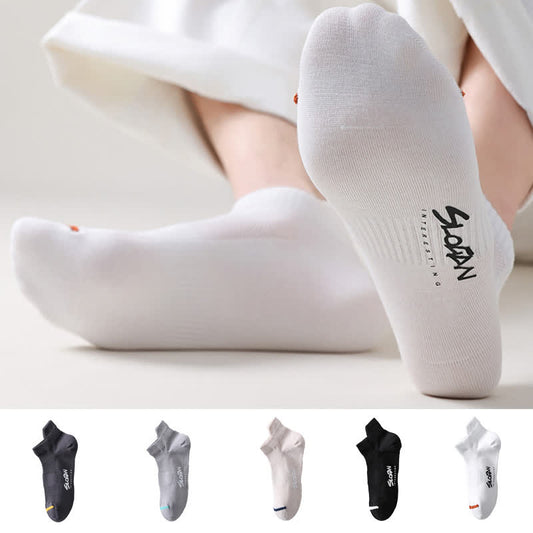 Chaussettes de sport fines en coton imprimé lettre (5 paires)