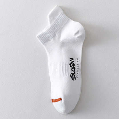 Chaussettes de sport fines en coton imprimé lettre (5 paires)