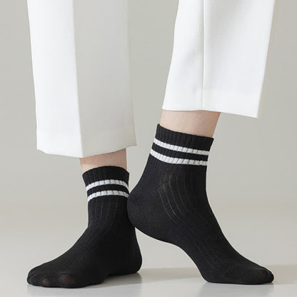 Chaussettes de sport respirantes en coton fin à rayures (6 paires)