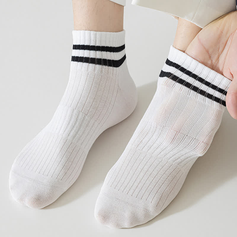 Chaussettes de sport respirantes en coton fin à rayures (6 paires)