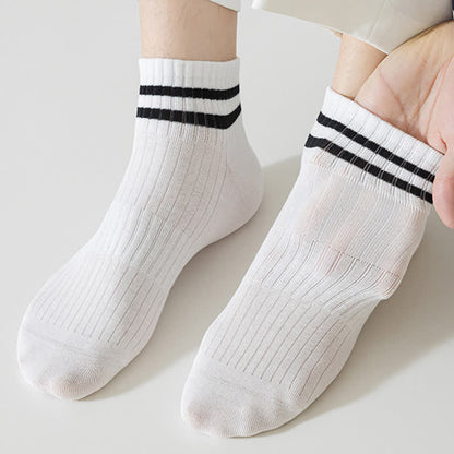 Chaussettes de sport respirantes en coton fin à rayures (6 paires)