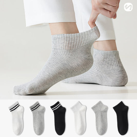 Chaussettes de sport respirantes en coton fin à rayures (6 paires)