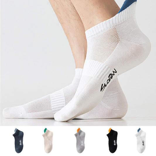 Chaussettes montantes en coton à imprimé lettres et blocs de couleur (5 paires)