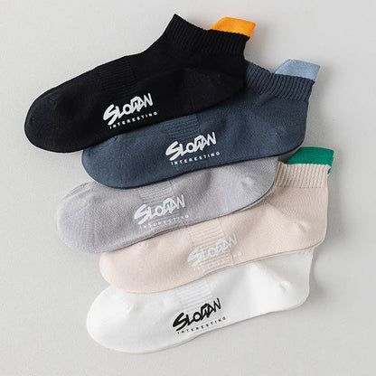 Chaussettes montantes en coton à imprimé lettres et blocs de couleur (5 paires)
