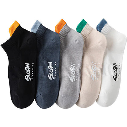 Chaussettes montantes en coton à imprimé lettres et blocs de couleur (5 paires)